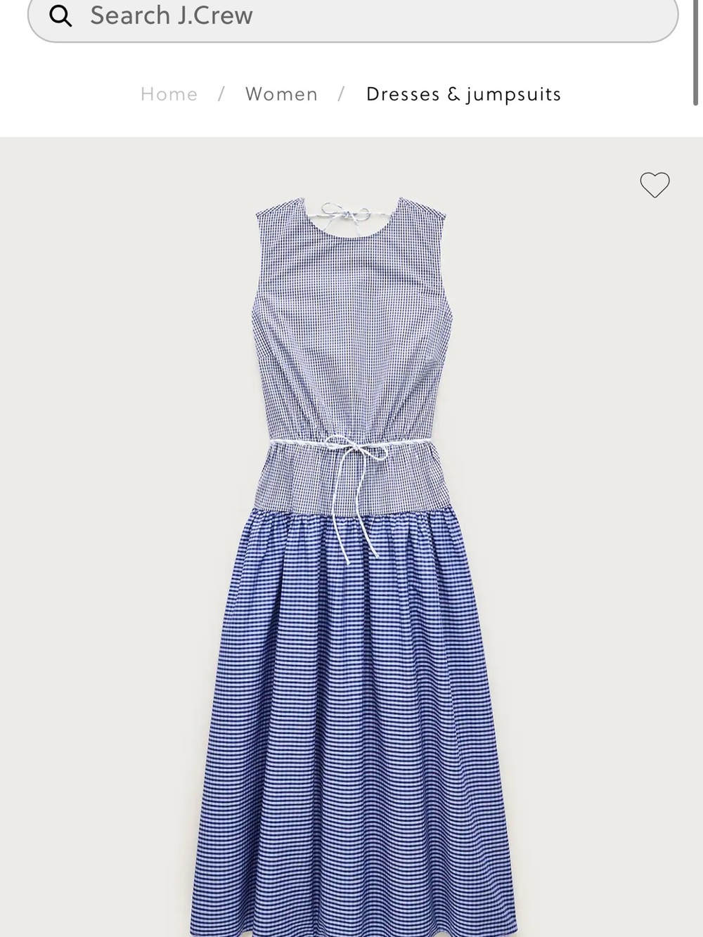 NWT J.Crew Open-back dress in mixed gingham print